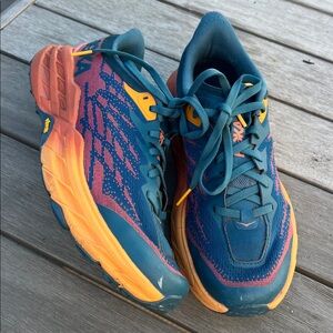 Hoka Speedgoat 5 Sz 8.5 B Women's Athletic Shoes - Teal, Pink & Orange